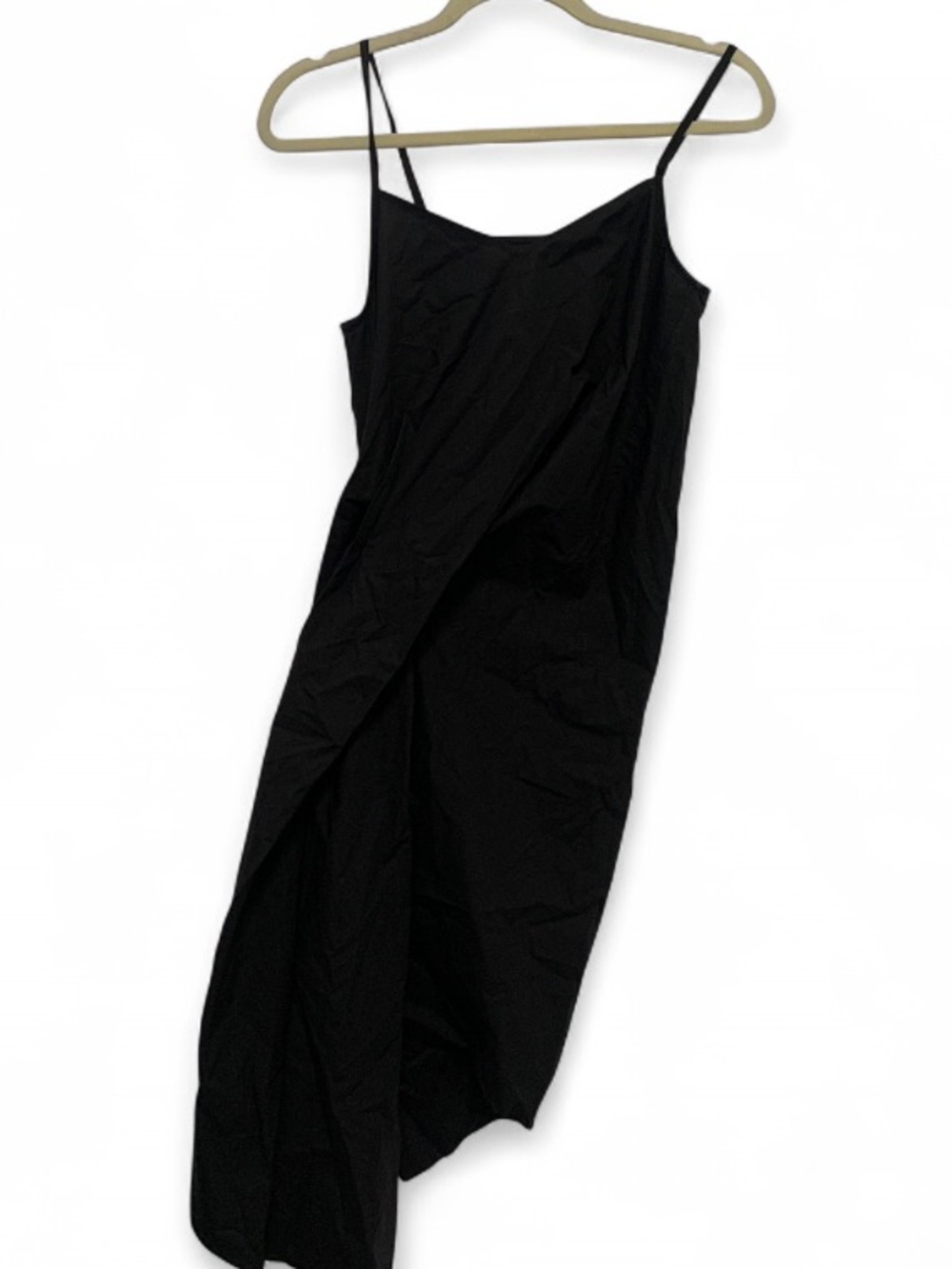 Marques Almeida Black Asymmetrical Spaghetti Strap Slip Dress